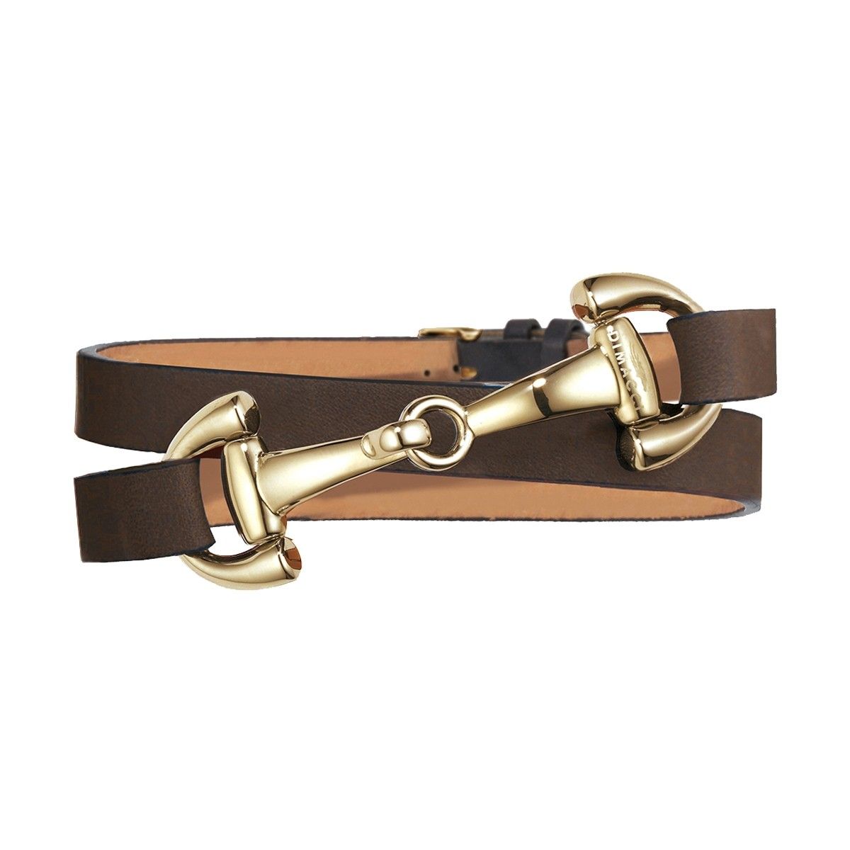 Dimacci Favorit Horse Bit Bracelet Brown | Gold Plated