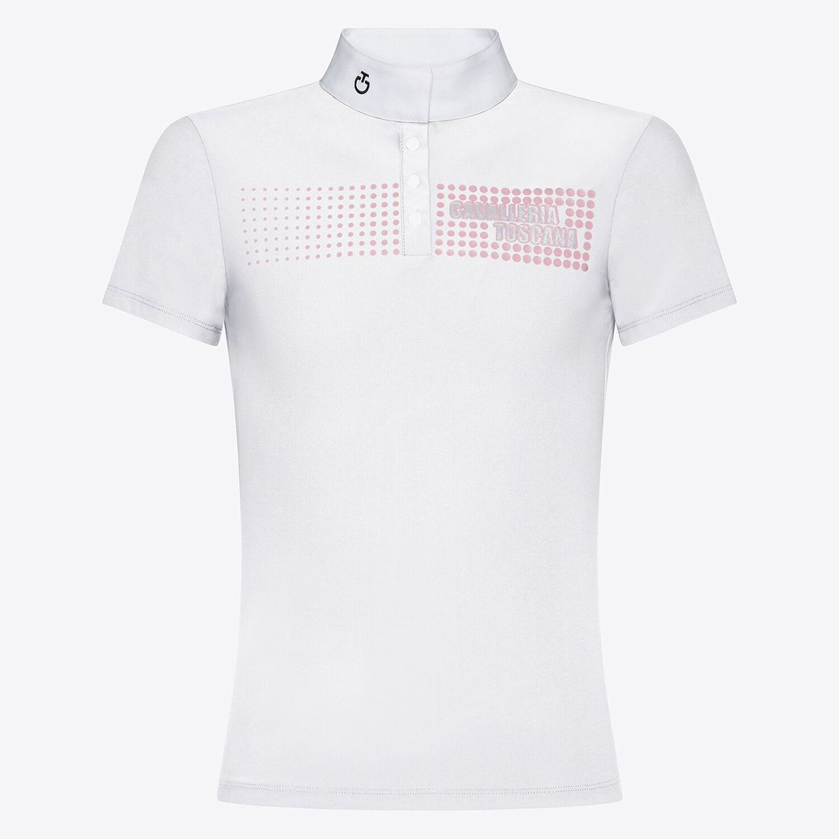 Cavalleria Toscana Girl's Competition Shirt in Technical Jersey with Buttons S/S White