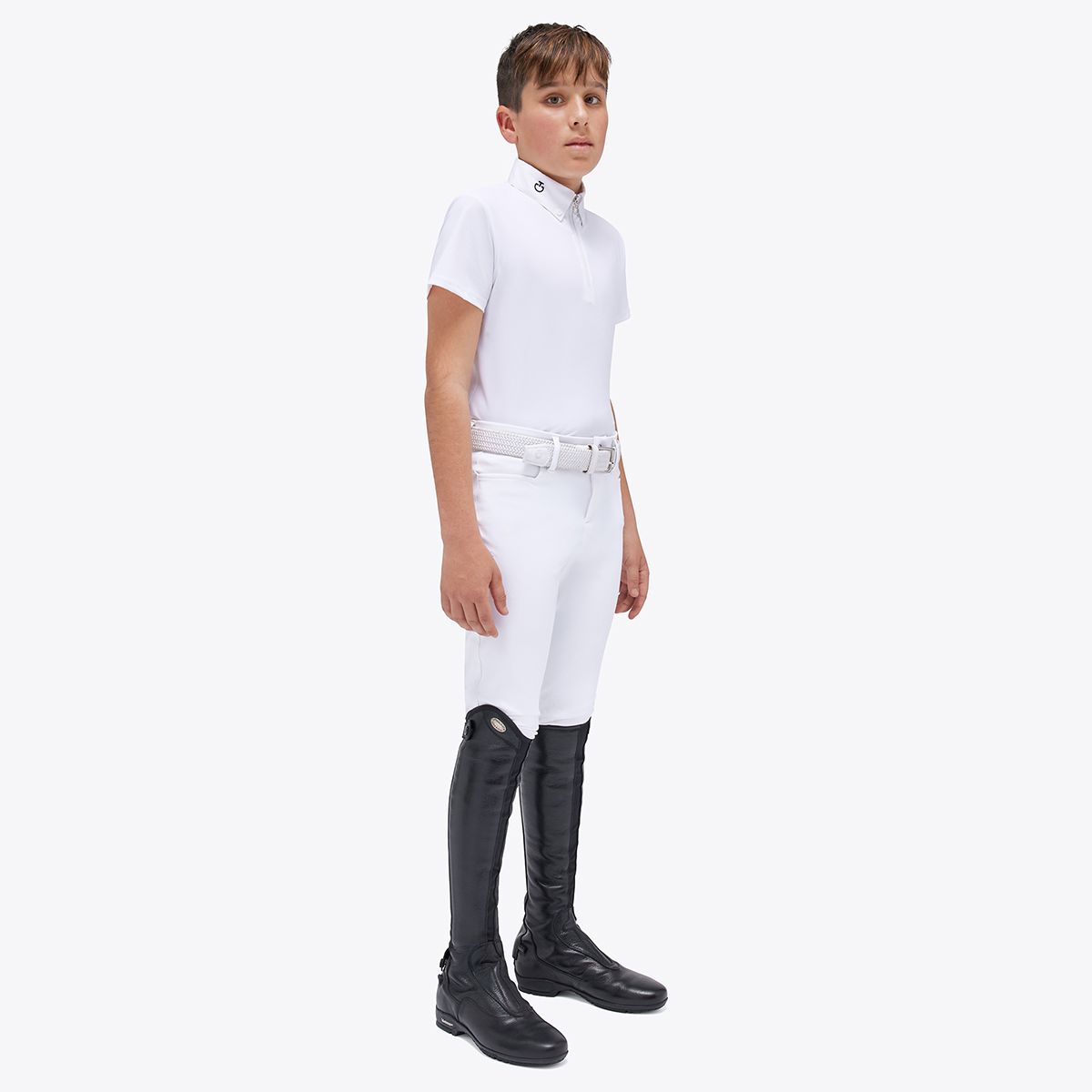 Cavalleria Toscana Boys Jersey Competition Zip S/S White