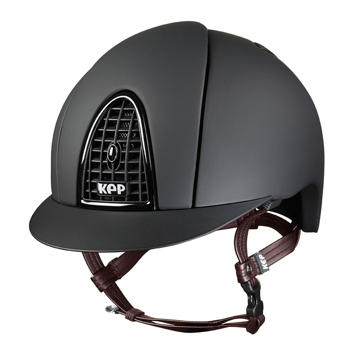 Kep Cromo Mat Black Helmet (Brown Straps)