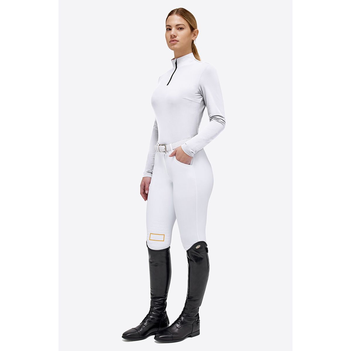 RG Women's Jersey L/S Zip Competition Polo White