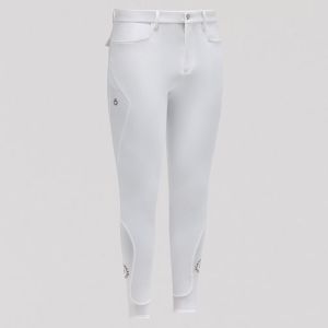 Cavalleria Toscana Men's Jersey Mesh Insert Riding Breeches-White